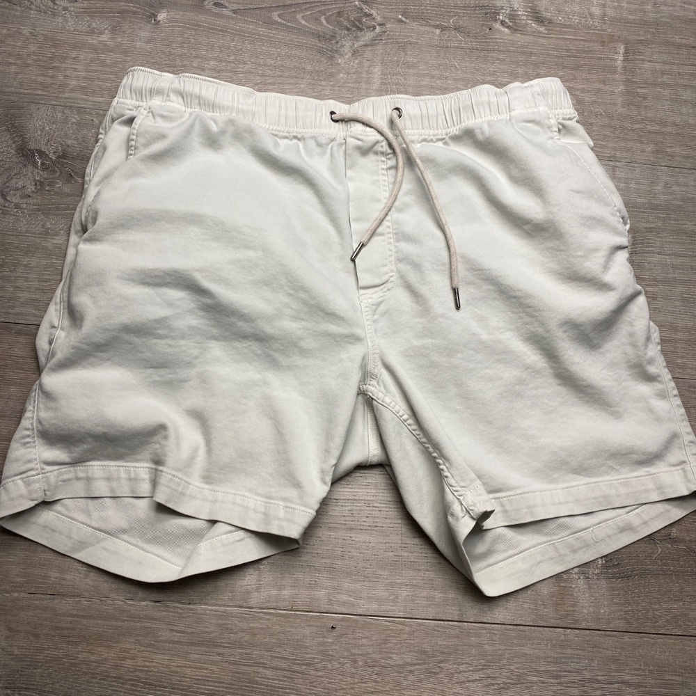 Faherty Brand Mens XL Cotton Linen Blend Elastic Waist Shorts Gray